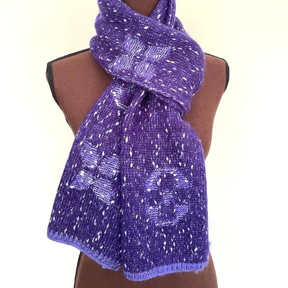 Louis Vuitton Wool Wrap Medallion Logomania Purple Reversible Scarf - Picture 1 of 12